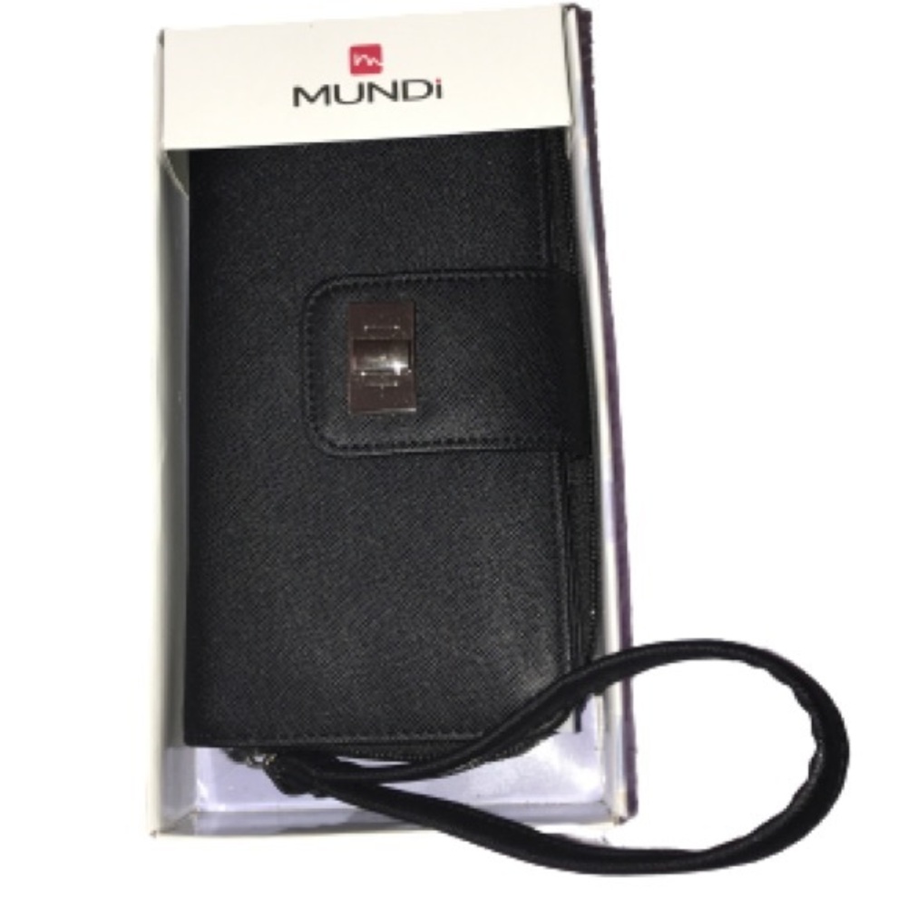 NIB Black Mundi Wallet with wrist strap